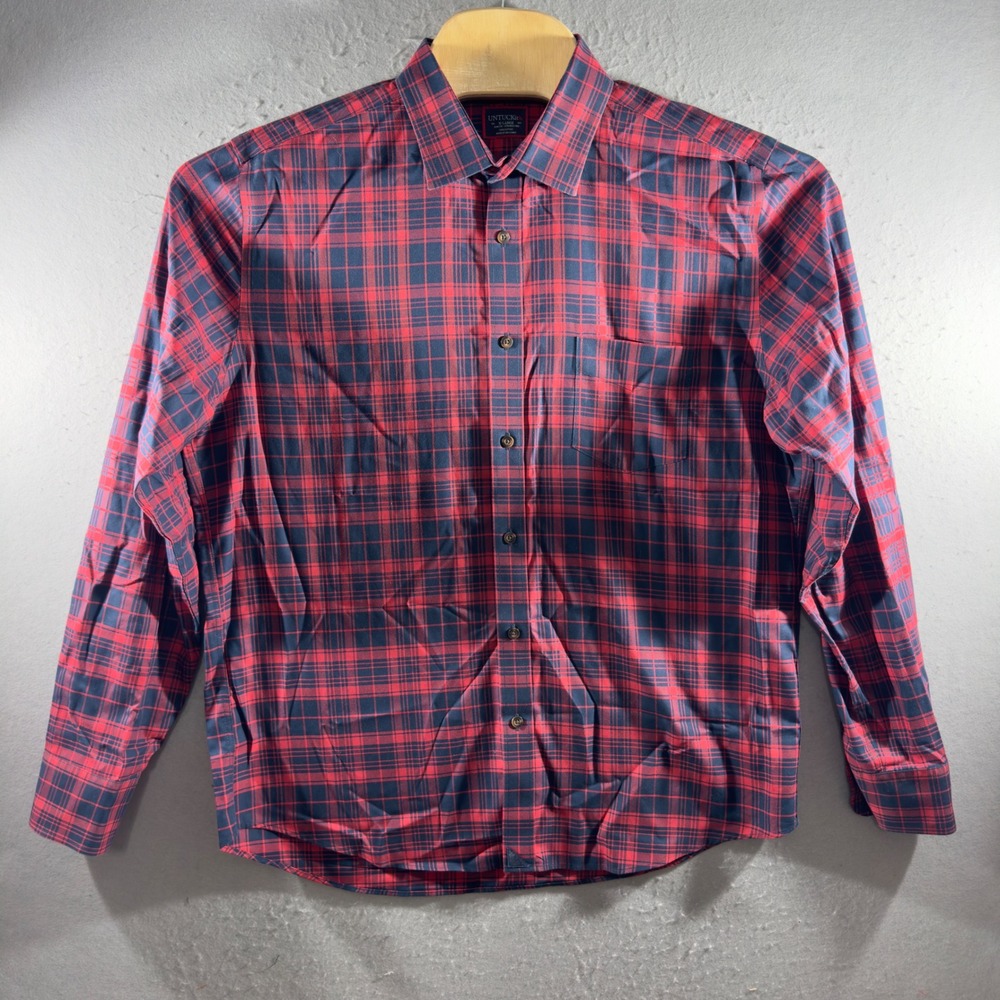 3109 | UNTUCKit Vinho-WF Plaid Slim Fit Wrinkle Free Shirt Red Mens XL